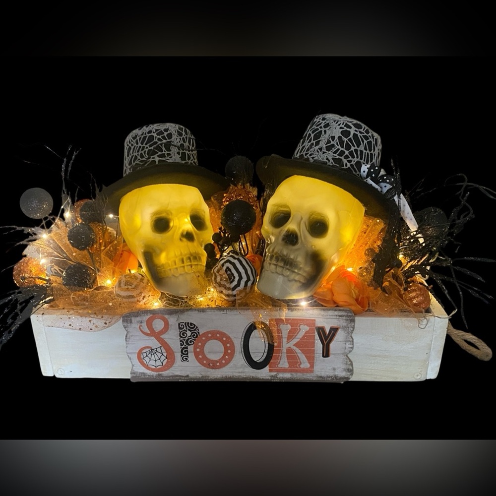 Halloween | Lighted Skull Decor | Halloween Arrangement | Halloween Party decor - Picture 2 of 10